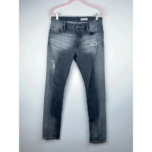 All Saints Rex Damaged Slim Fit Jeans Black Charcoal Distressed Size 31 - Picture 1 of 11
